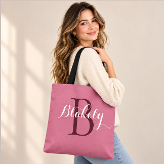 Bolso De Tela Monograma Personalizado Elegante | Personalizado F
