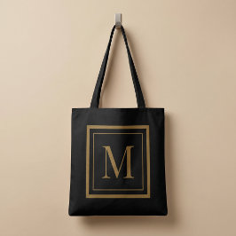 Bolso De Tela Monograma personalizado en marco negro y dorado