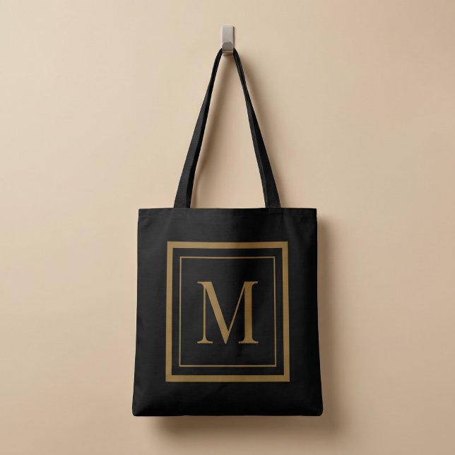 Bolso De Tela Monograma personalizado en marco negro y dorado (Subido por el creador)