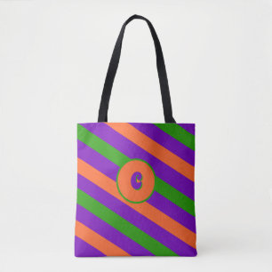 Bolso De Tela Monograma Personalizado estriado festivo de Hallow