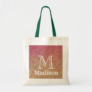 Bolso De Tela Monograma personalizado falso purpurina de oro