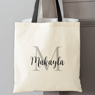 Bolso De Tela Monograma personalizado negro con estilo