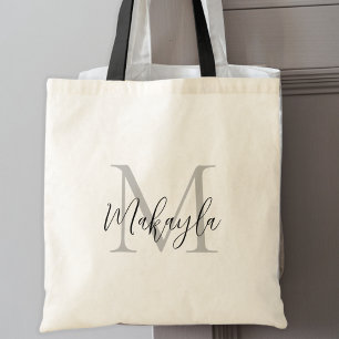 Bolso De Tela Monograma personalizado negro con estilo
