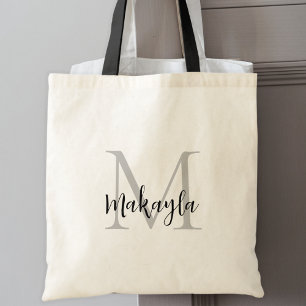 Bolso De Tela Monograma personalizado negro con estilo