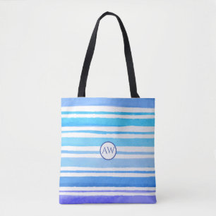 Bolso De Tela Monograma Personalizado Olas del Mar Náutico