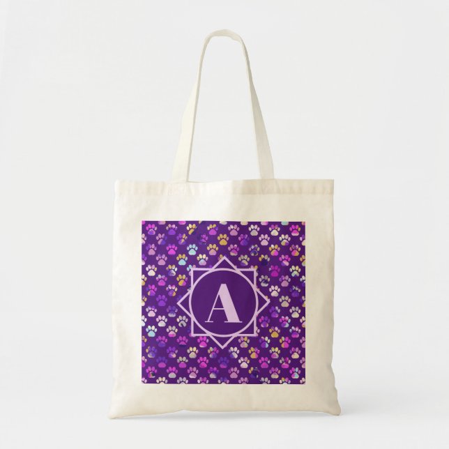 Bolso De Tela Monograma Personalizado púrpura de silueta de trac (Frente)