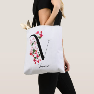 Bolso De Tela Monograma personalizado Tote Bag - Letra V