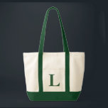 Bolso De Tela Monograma personalizado VERDE OSCURO   TOTE<br><div class="desc">Monograma personalizado VERDE OSCURO   TOTE NATURAL.  ¡El personalizado crea su propio bolso!</div>