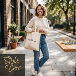 Bolso De Tela Monograma personalizado y símbolo de fecha de pres