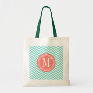 Bolso De Tela Monograma personalizado zigzag de Chevron de la