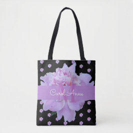 Bolso De Tela Monograma Pink Peony Floral Púrpura Clásico Negro