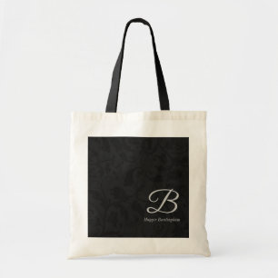 Bolso De Tela Monograma plateado sobre damasco negro