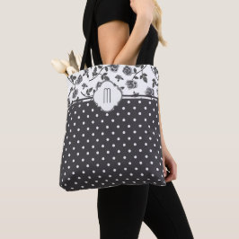Bolso De Tela Monograma Polka Dot de Rosa gris de carbón vegetal