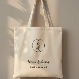 Bolso De Tela Monograma Profesional Moderno Mínimo