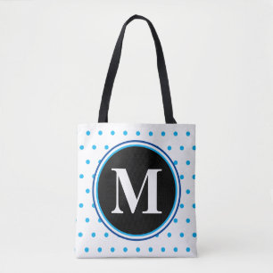 Bolso De Tela Monograma puntos azules claros
