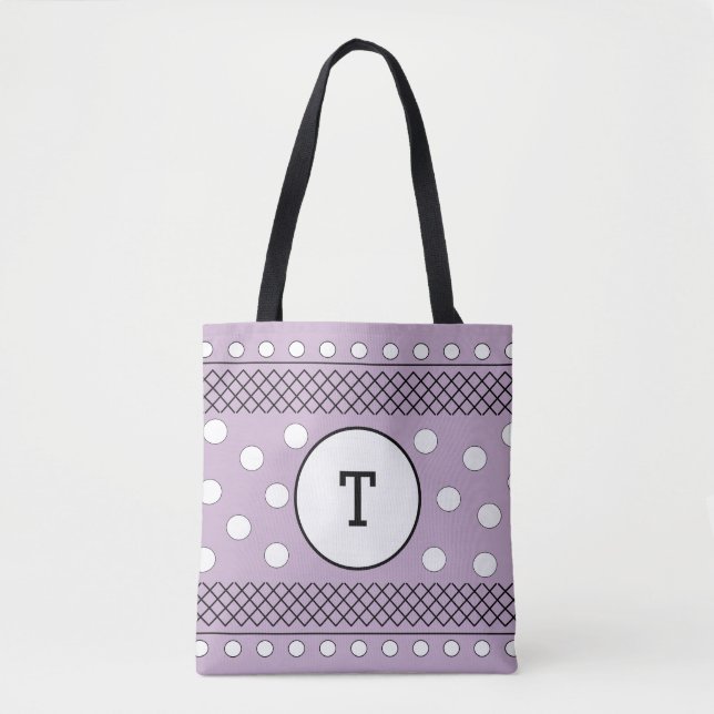 Bolso De Tela Monograma puntos de Polka Pastel Púrpura (Anverso)