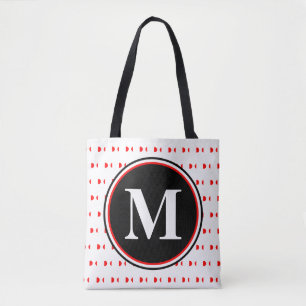 Bolso De Tela Monograma puntos rojos de polka blanca