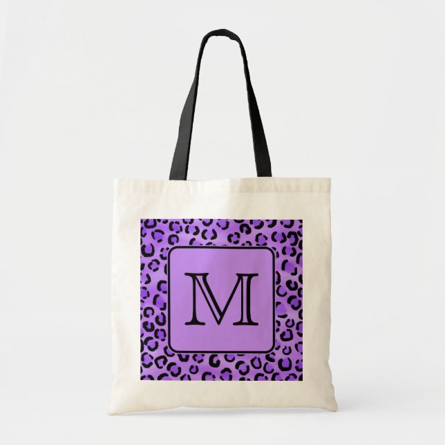 Bolso De Tela Monograma púrpura del personalizado del estampado (Frente)