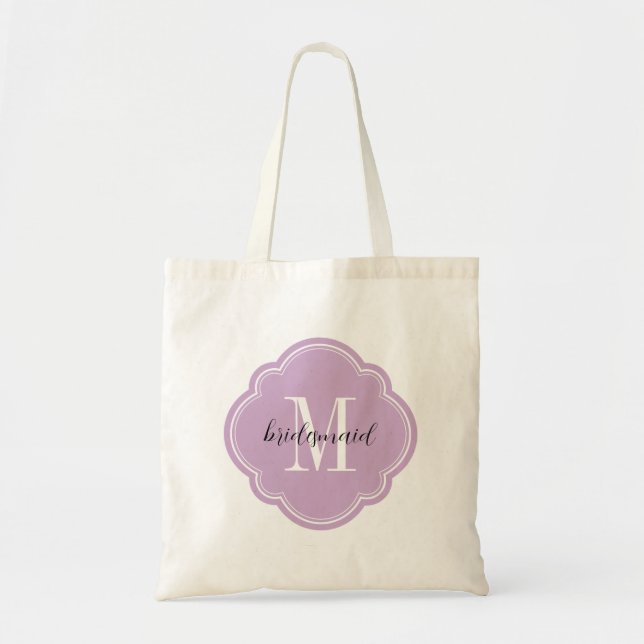 Bolso De Tela Monograma púrpura Lilac Bridesmaid Tote Bag (Frente)