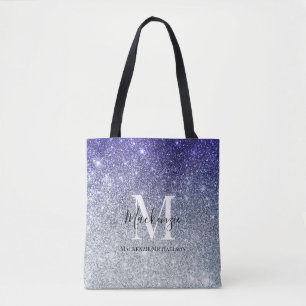 Bolso De Tela Monograma Purpurina de color crudo morado de plata