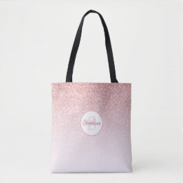 Bolso De Tela Monograma Purpurina Rosa de oro