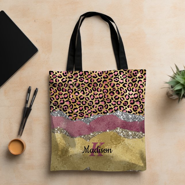 Bolso De Tela Monograma purpurinoso de impresión de animales ros (Subido por el creador)