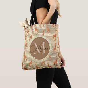 Bolso De Tela Monograma Purpurinoso Giraffe en Relieve metalizad