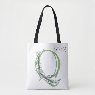 Bolso De Tela Monograma Q Lavanda Eucalipto