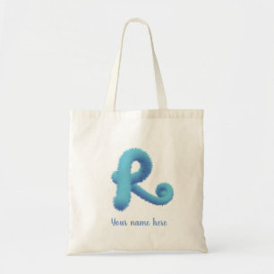 Bolso De Tela monograma R de terciopelo azul de dos tonalidades