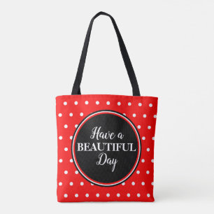 Bolso De Tela Monograma Red White Polka Dots Cita