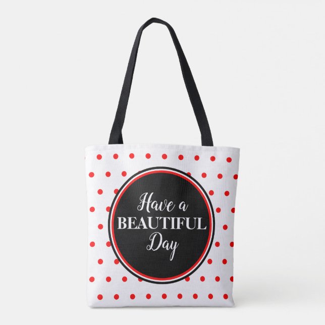 Bolso De Tela Monograma Red White Polka Dots Cita (Reverso)