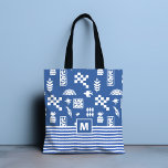 Bolso De Tela Monograma Resumen Geométrico Pájaro Floral Azul<br><div class="desc">Monograma Resumen Geométrico Bird Floral Blue Girly Moda Tote Bag cuenta con una moderna y elegante matisse abstracta de color azul y blanco, geométrica, retro matisse floral con arcos y pájaros en azul y blanco con su monograma personalizado personalizado a continuación. Perfecto para cumpleaños, Día de la Madre, regalos de...</div>