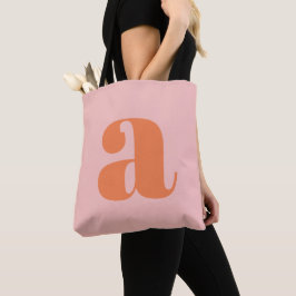 Bolso De Tela Monograma Retro de Color Naranja Rosa Pastel Adora