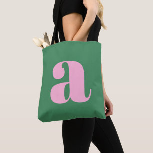 Bolso De Tela Monograma Retro de Color Rosa y Verde Pastel Adora