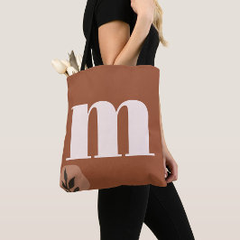 Bolso De Tela Monograma retro personalizado con terracota Boho