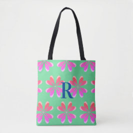 Bolso De Tela Monograma retro rosa verde floral