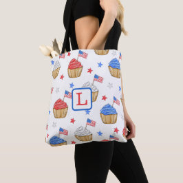 Bolso De Tela Monograma Rojo Azul Azul Azul Rojo Bandera Estrell