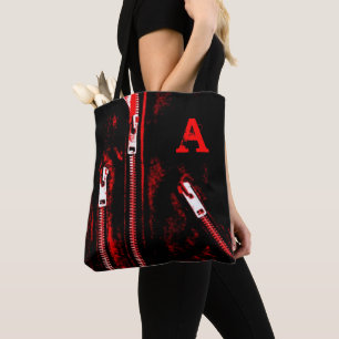 Bolso De Tela Monograma rojo de la impresión de las cremalleras