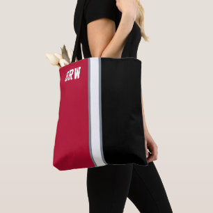 Bolso De Tela Monograma rojo y negro de colores universitarios