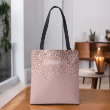 Monograma Rosa Beige Dorado Rosa Brillo y Destello
