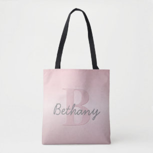 Bolso De Tela Monograma rosa de Personalizable corto y guión de 