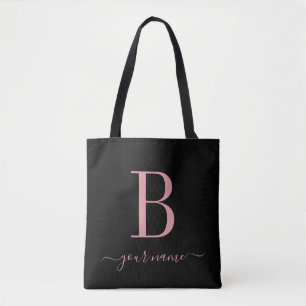 Bolso De Tela Monograma rosa elegante Simple, Minimalista modern