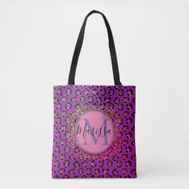 Bolso De Tela Monograma rosa y púrpura de leopardo de las gamas 