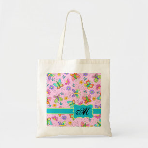 Bolso De Tela Monograma rosado de las mariposas banales