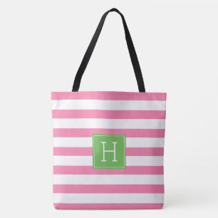 Bolso De Tela Monograma rosado y verde de muy buen gusto