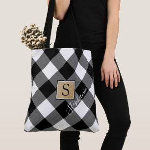 Bolso De Tela Monograma rústico de búfalo negro y blanco