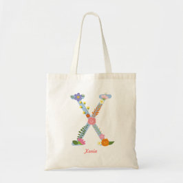 Bolso De Tela Monograma rústico de flor caprichosa (X)