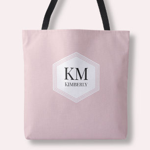 Bolso De Tela Monograma Sencillo Rosa Moderno Elegante Nombre Pe