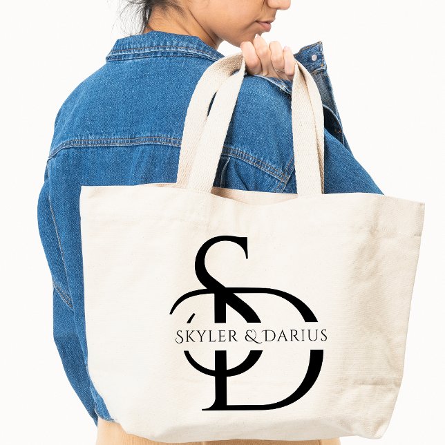 Bolso De Tela Monograma simple Boda personalizado con nombre (Subido por el creador)