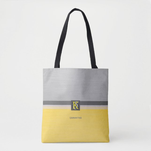 Bolso De Tela Monograma simple de dos tonos amarillos y grises (Anverso)